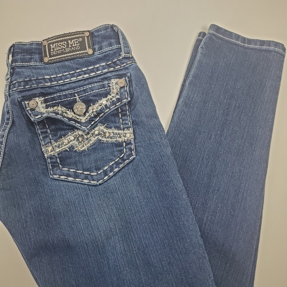 Miss me embroidered rhinestone stud bling skinny jeans JE107252R size 28 - Picture 10 of 12